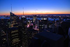 New York City Top Of The Rock 16 After Sunset Southwest, Bank of America Tower, Times Square Area Close Up, New York Times Building